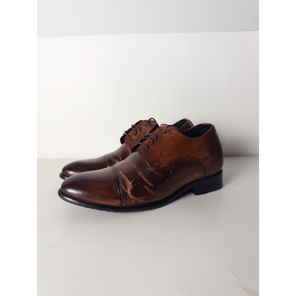 Calto Dress Shoes Mens Cognac US 9 Brown Height Increasing Lace Up Oxford